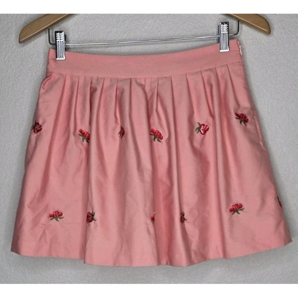 Nishe Skirt Pink Floral Embroidered Pleated Mini Woman 6 Pin Up Cottage Tulle